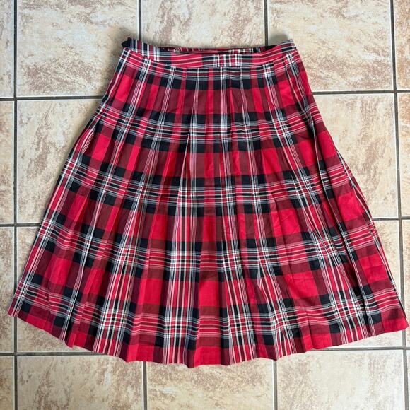Urban Outfitters BDG Plaid‎ Kilt Midi Skirt Size Medium Red Tartan Academia - Picture 7 of 9